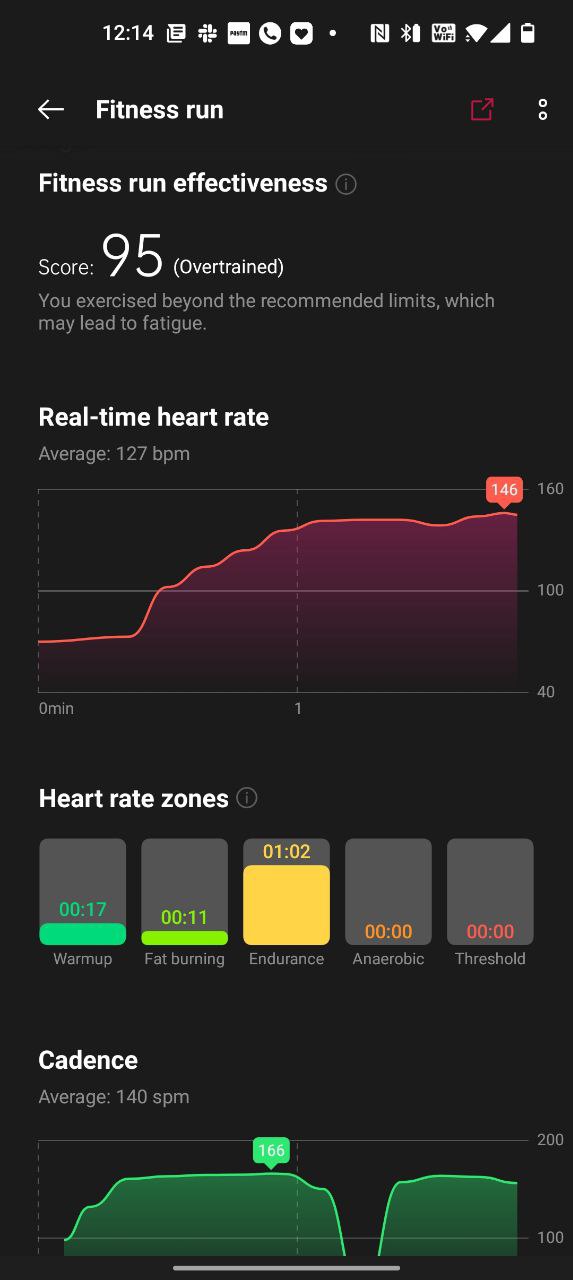 OnePlus Health run heart rate