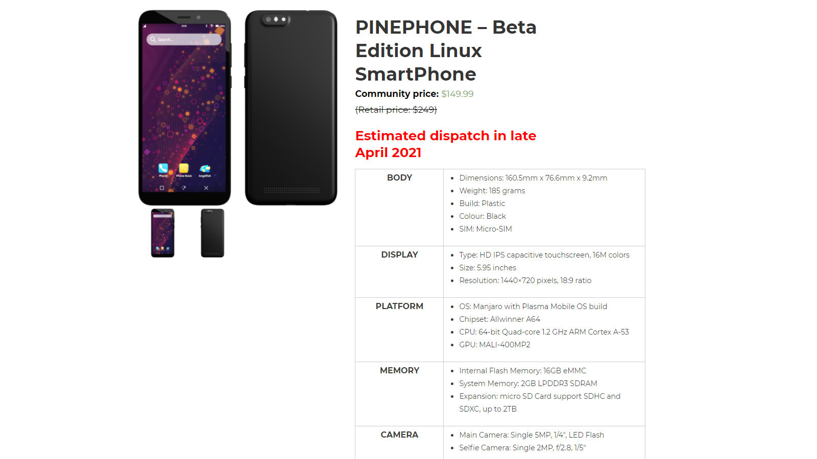PinePhone beta edition
