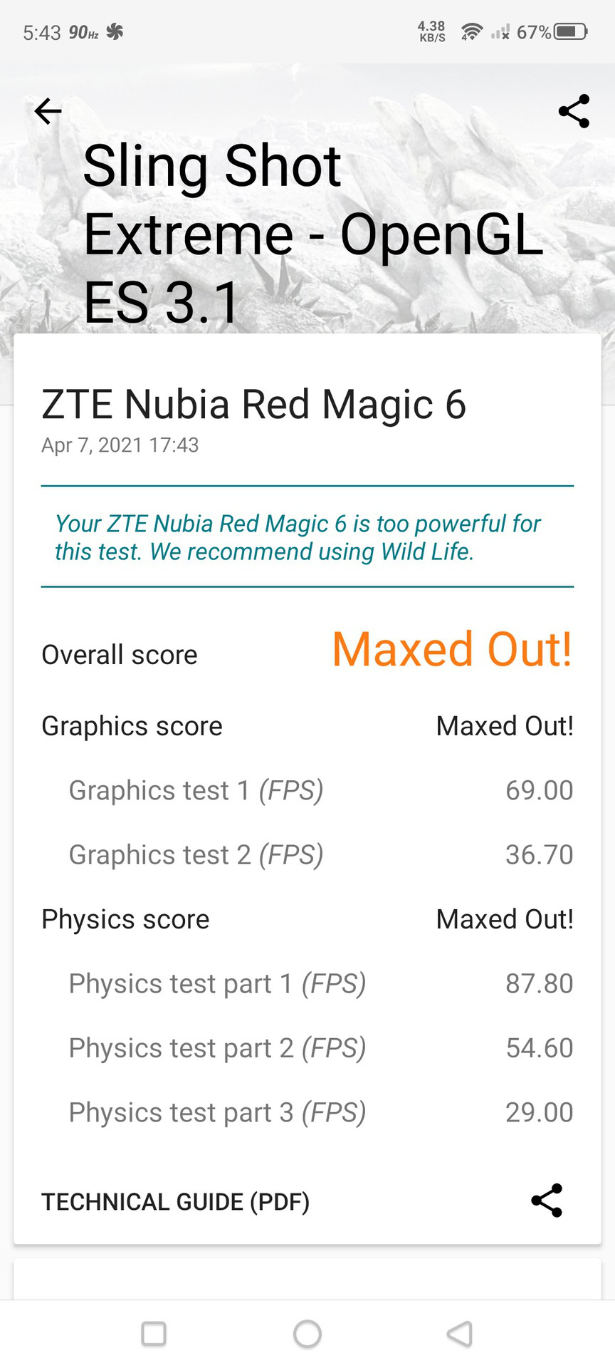 Red Magic 6 3D Mark Sling Shot scores