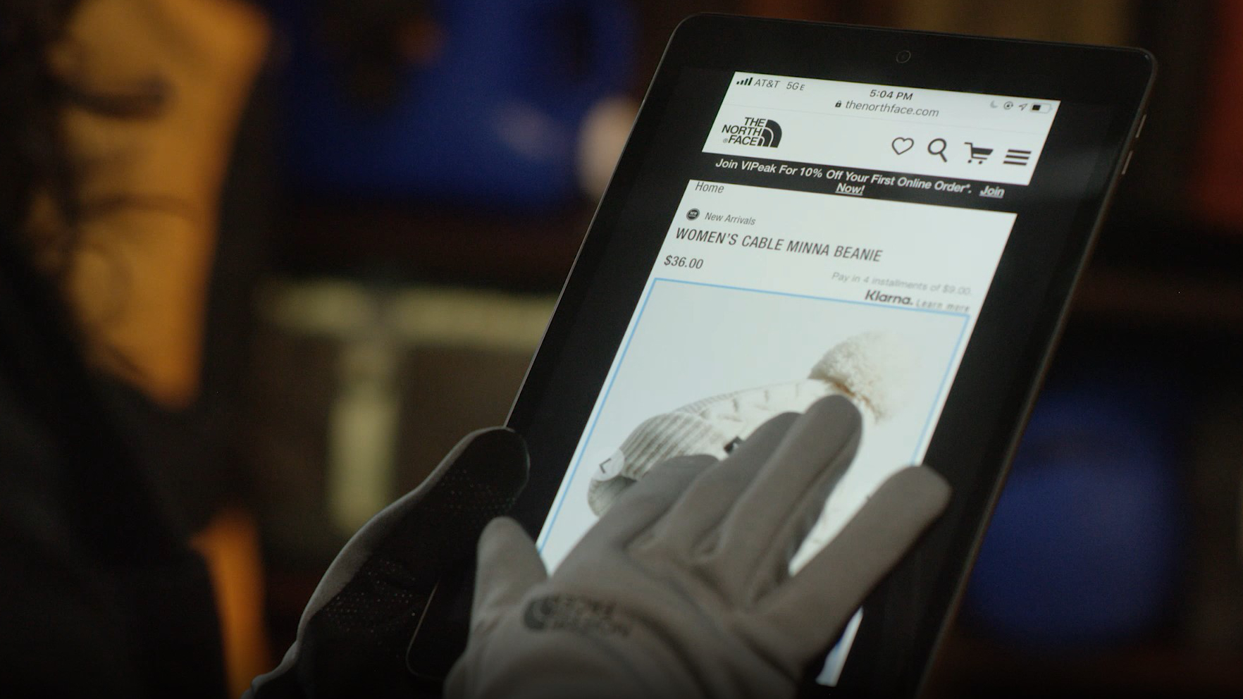 The North Face gloves with tablet