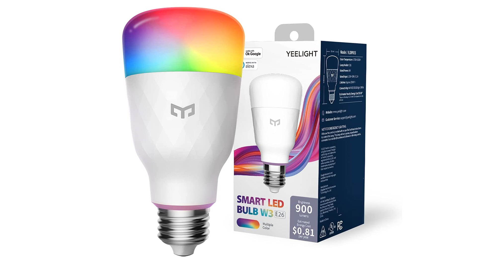 The Yeelight W3 bulb and its box