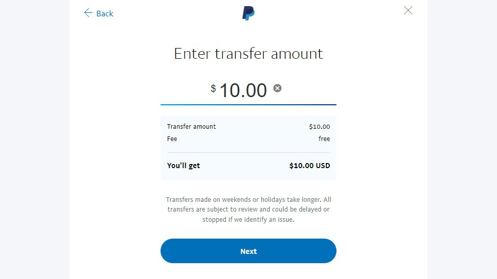 Add money to PayPal using bank account on website 3