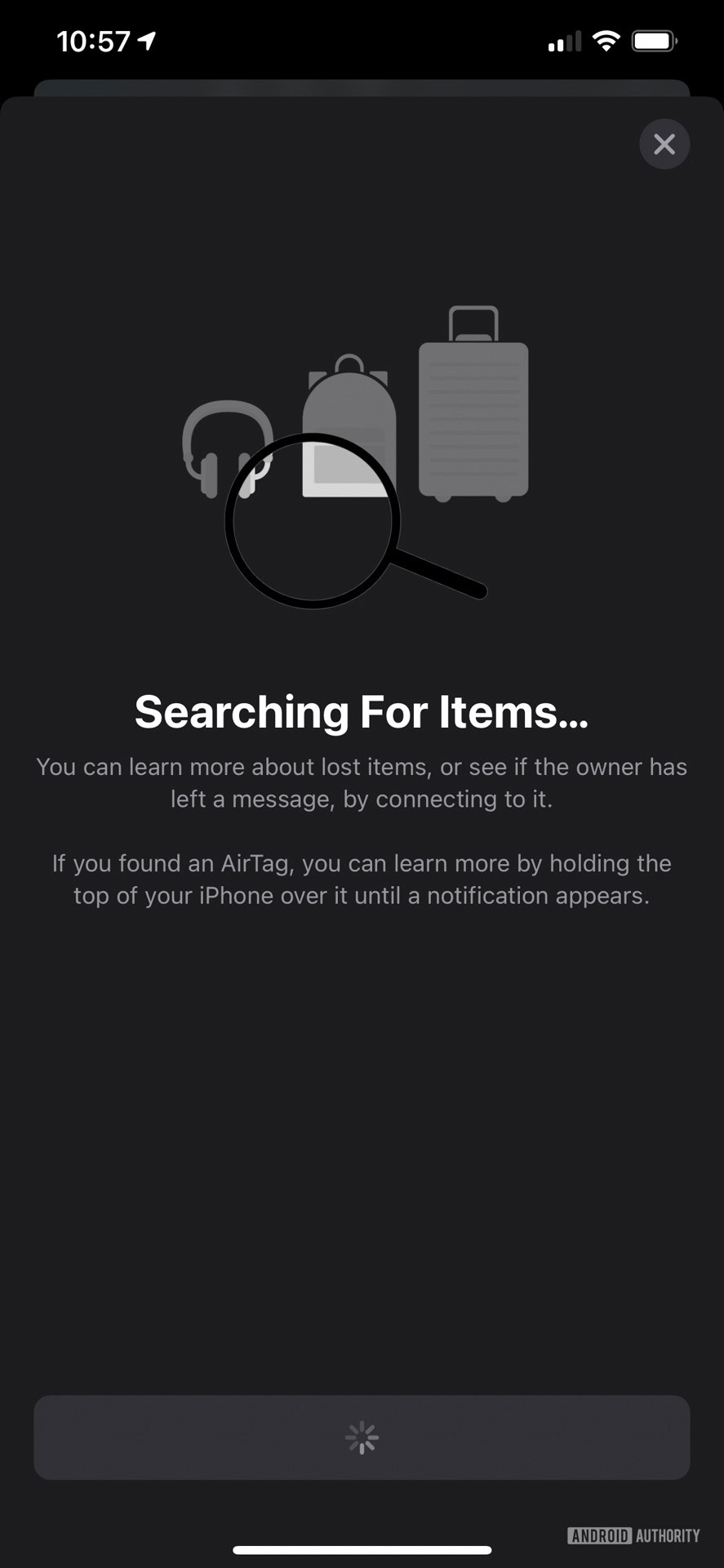 Apple AirTag seeking screen