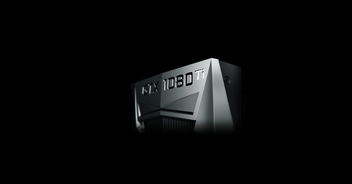 Nvidia GeForce GTX 1080Ti GPU on black background
