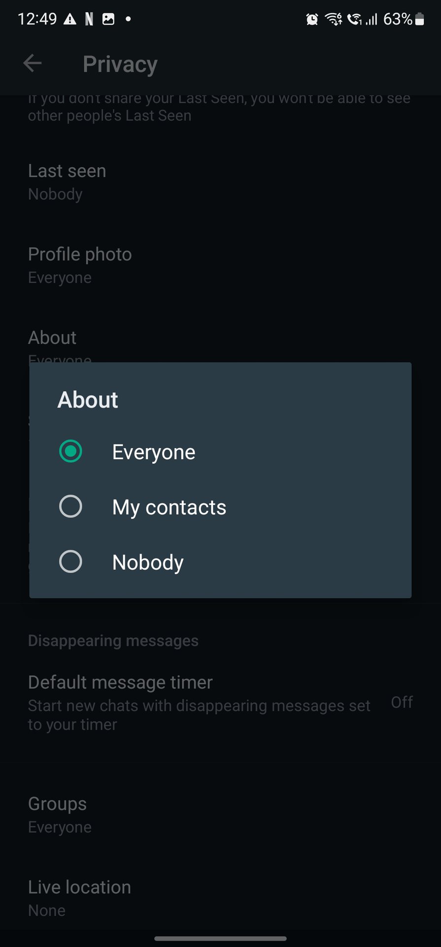 whatsapp privacy options