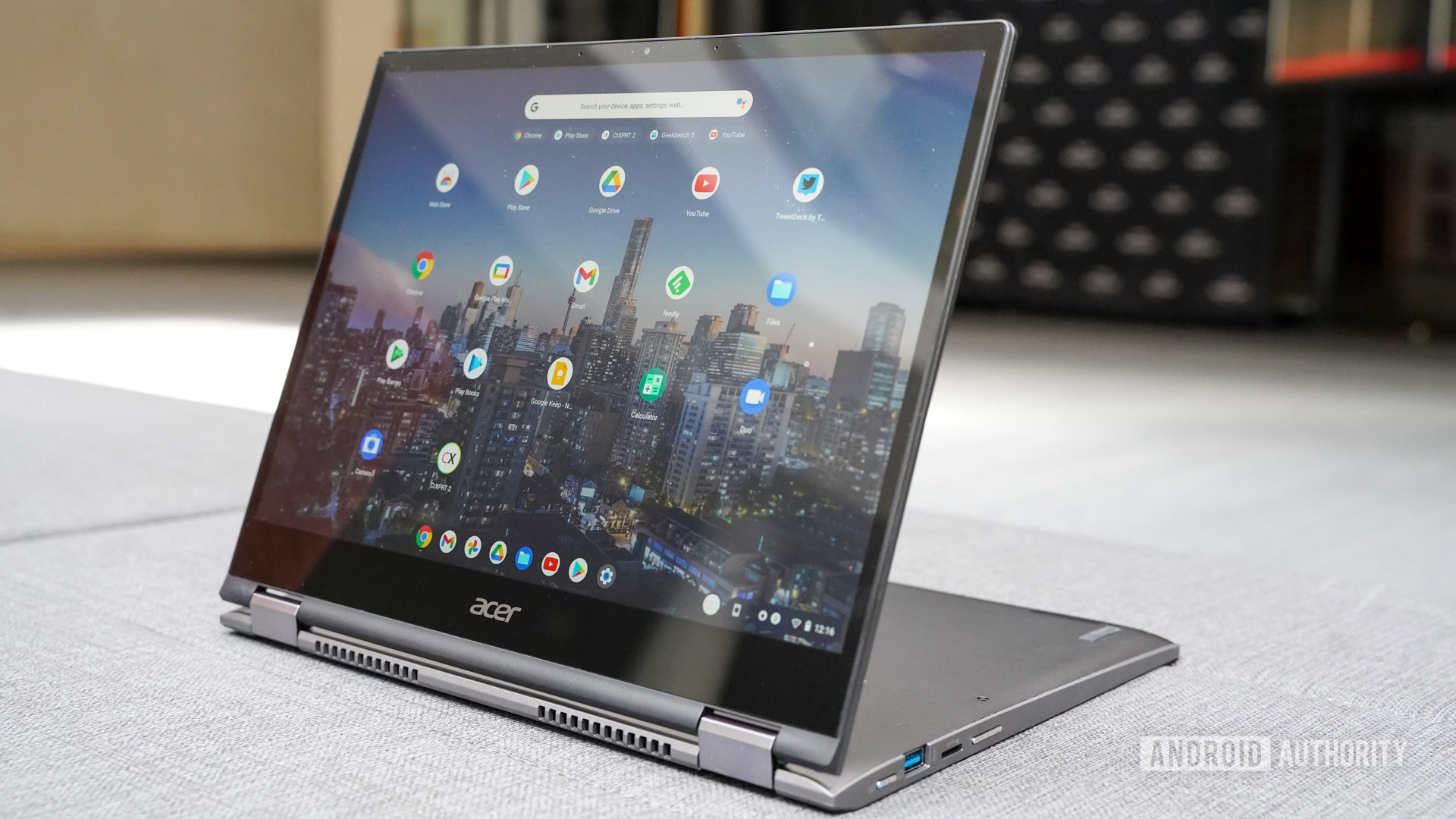 The Acer Chromebook Spin 713 in angled mode.