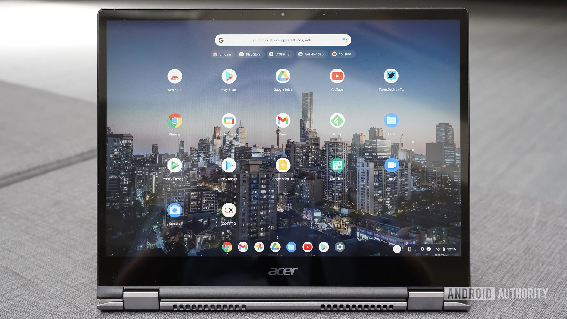 The Acer Chromebook Spin 713 display showing apps.