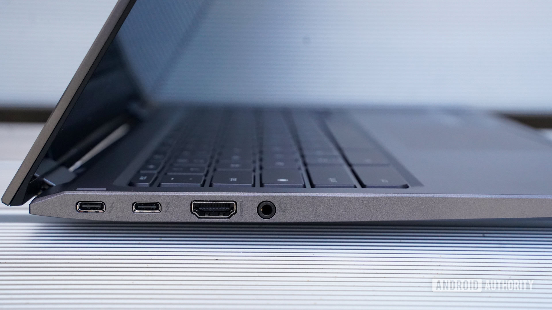 The Acer Chromebook Spin 713 side view showing the left ports.