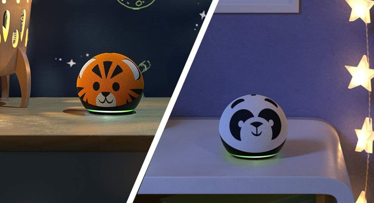 The tiger and panda versions of the 4th gen Echo Dot for kids