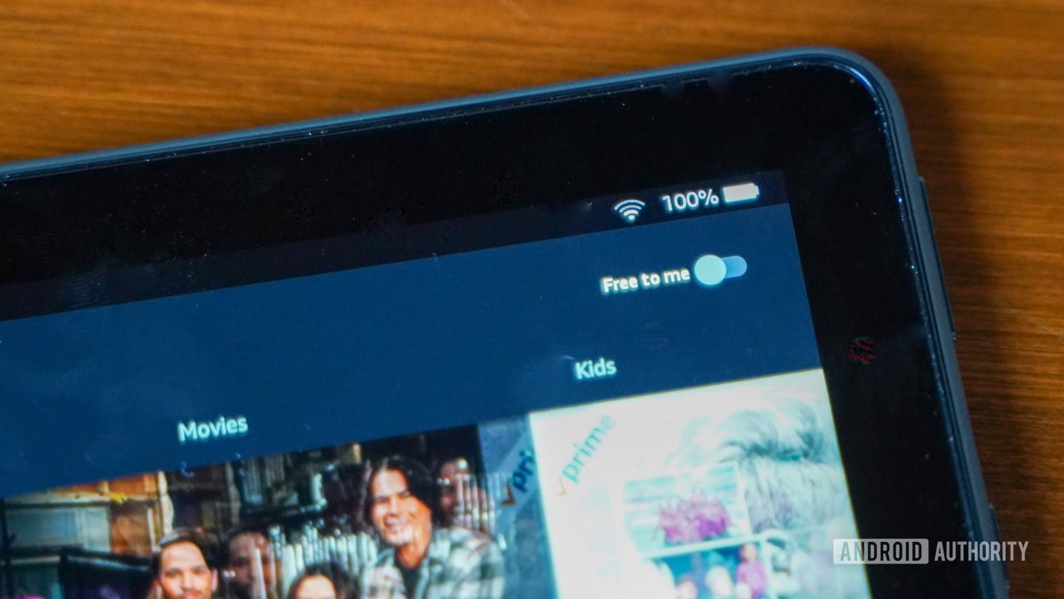 The Amazon Fire HD 10 Plus screen showing battery indicator.