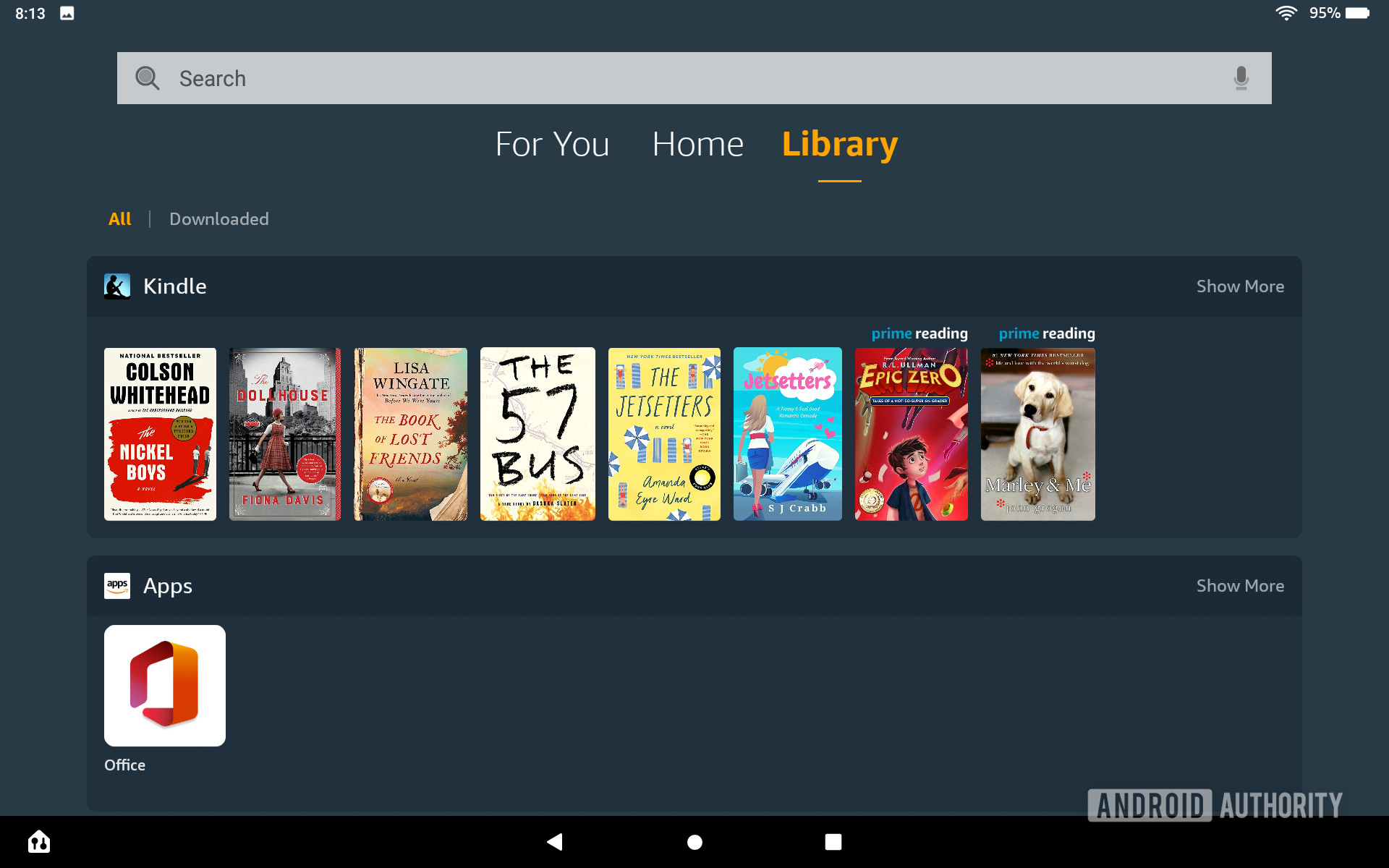 The Amazon Fire HD 10 Plus library.