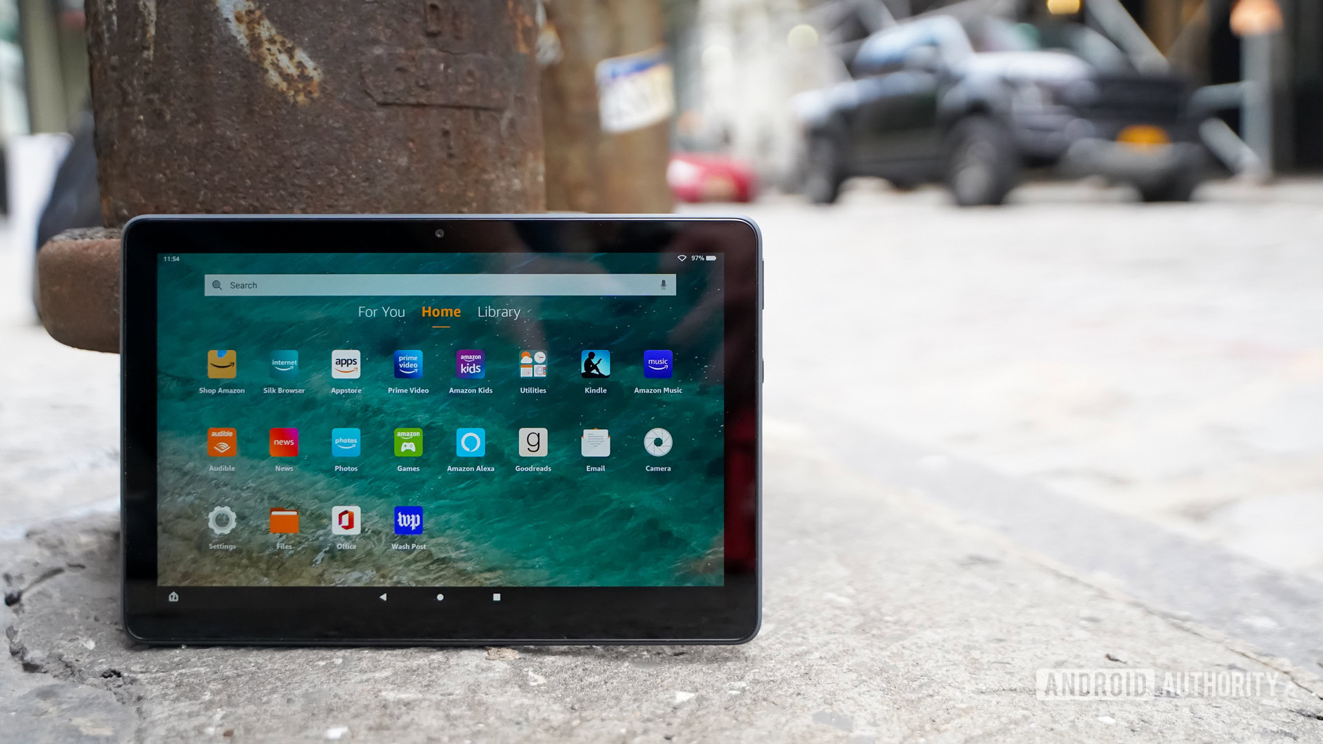 Amazon Fire HD 10 Plus on the street