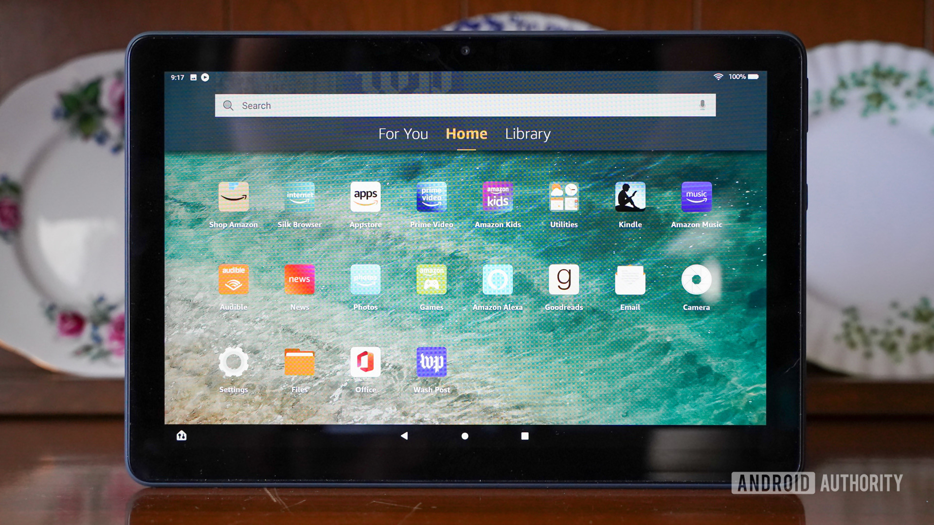 The Amazon Fire HD 10 Plus screen showing apps.