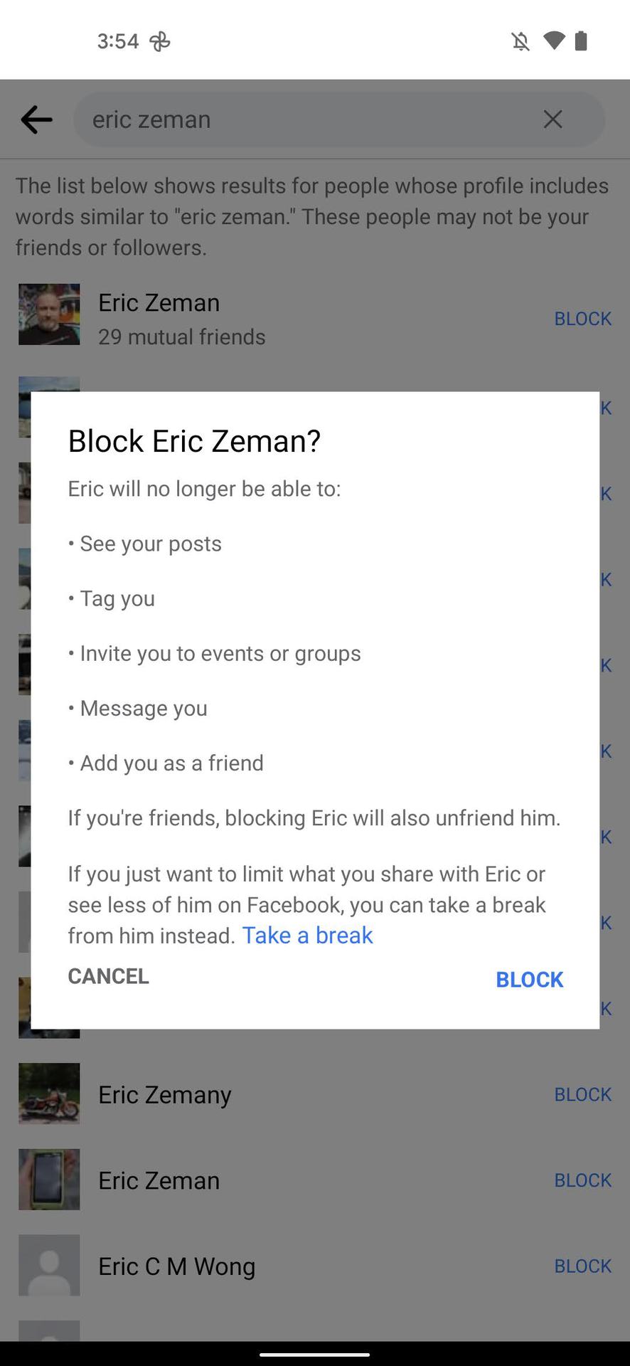 Block someone in the Facebook app 5