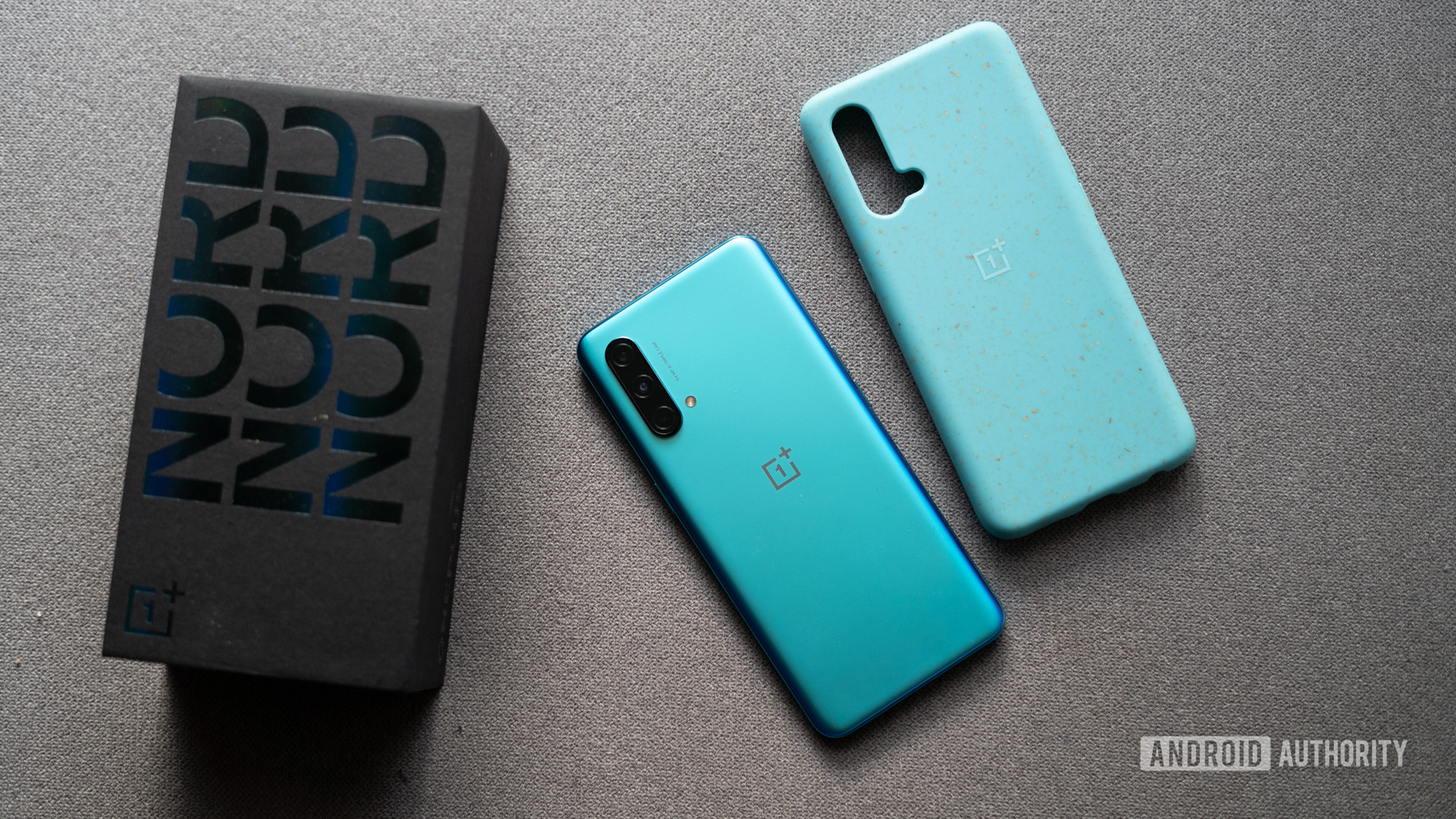 TheOnePlus Nord CE in Blue Void, with box and cover.