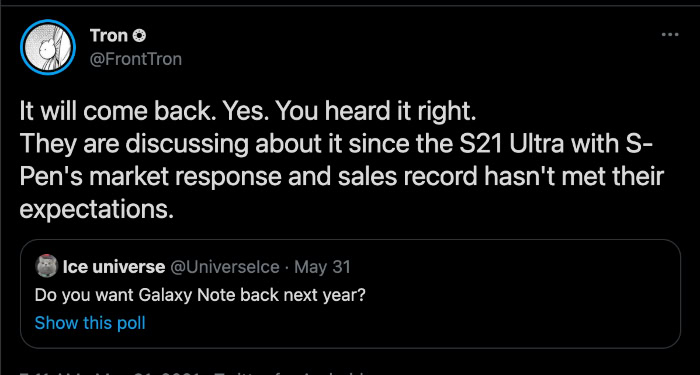 Samsung Galaxy S21 Ultra Sales Record Tweet