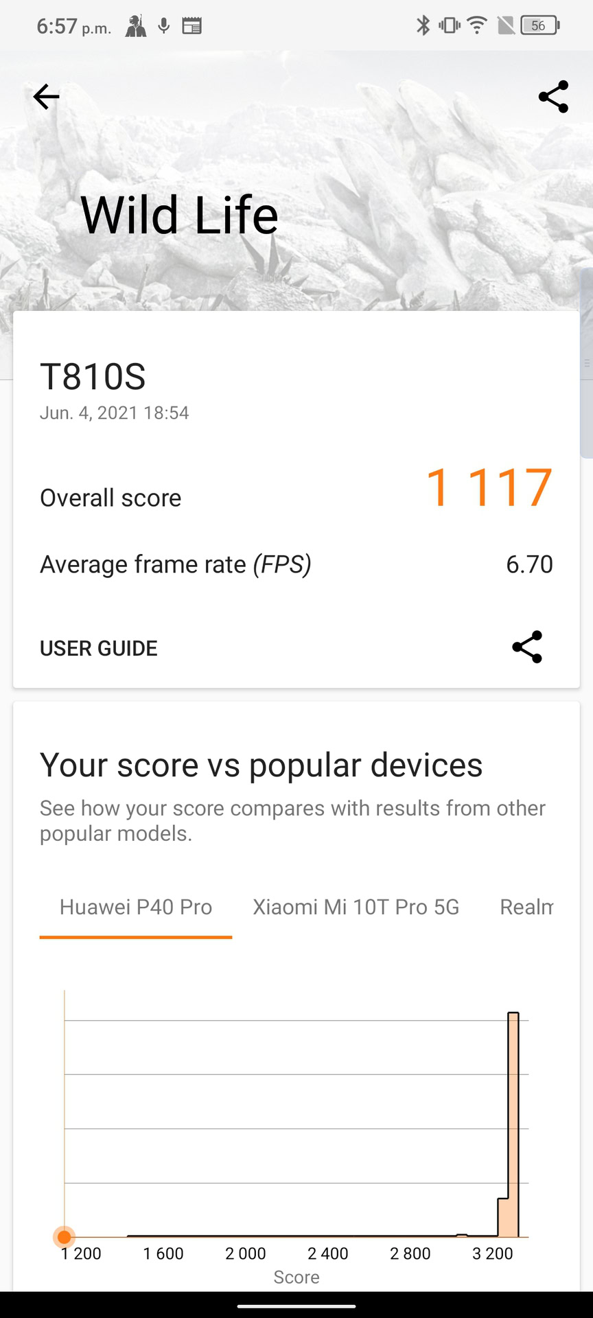 TCL 20 Pro 5G Benchmark test results.