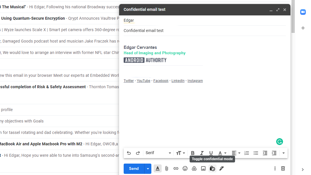 Use confidential mode on Gmail for web 1