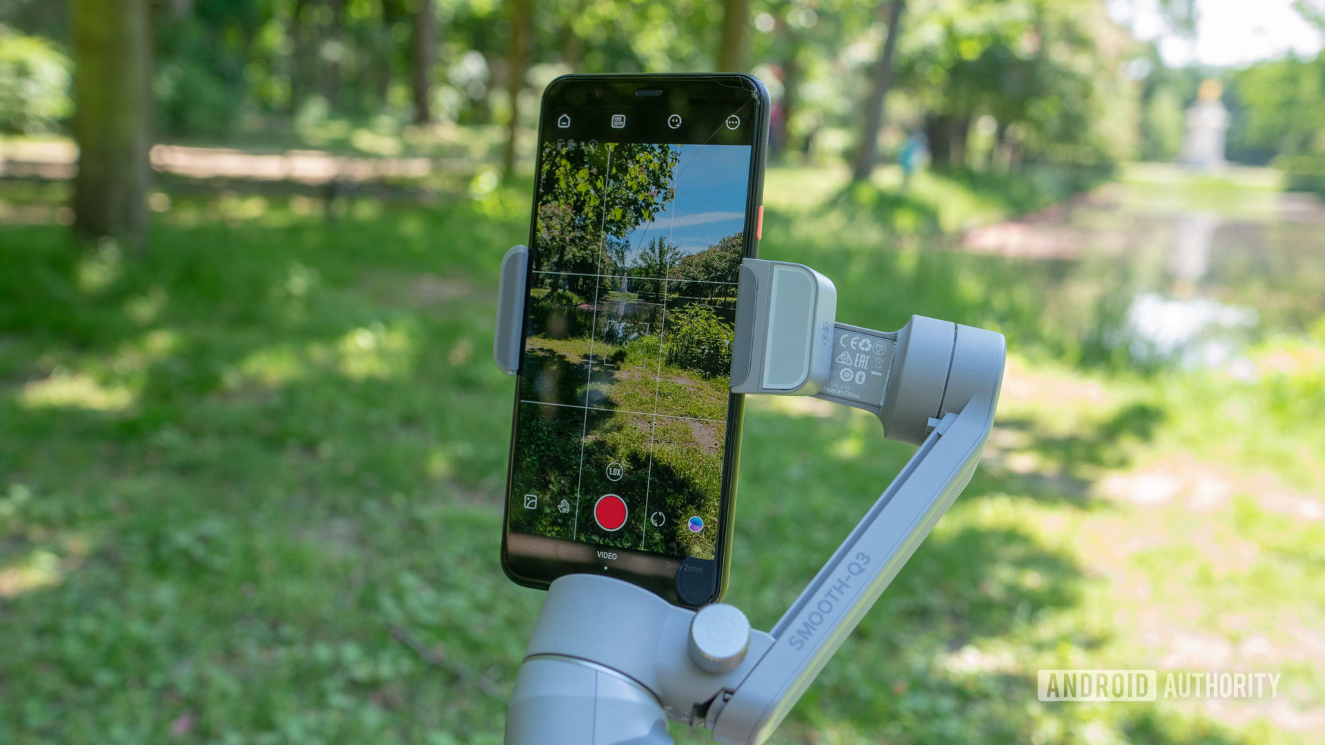The Zhiyun Smooth-Q3 with phone mounted vertically.
