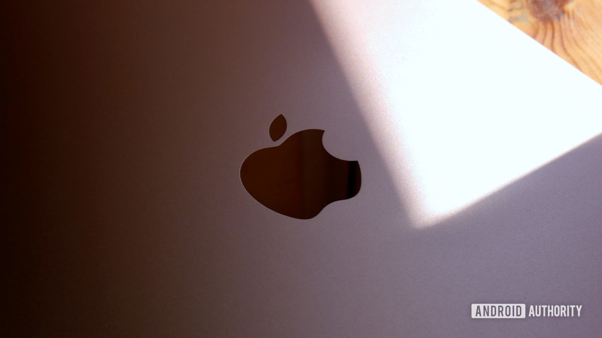 The Apple logo on a 2020 iPad Air