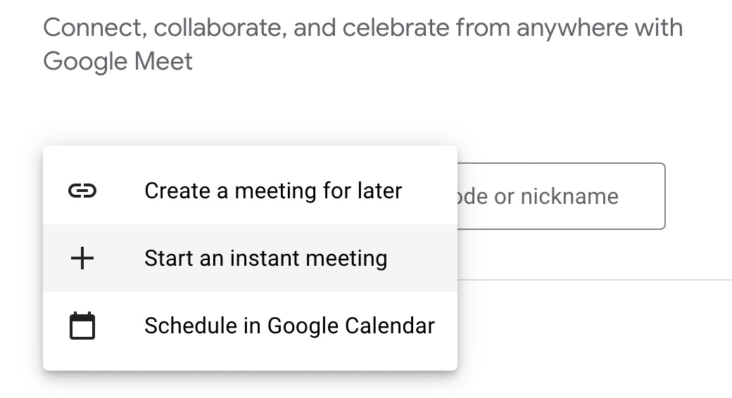 start google meet meeting