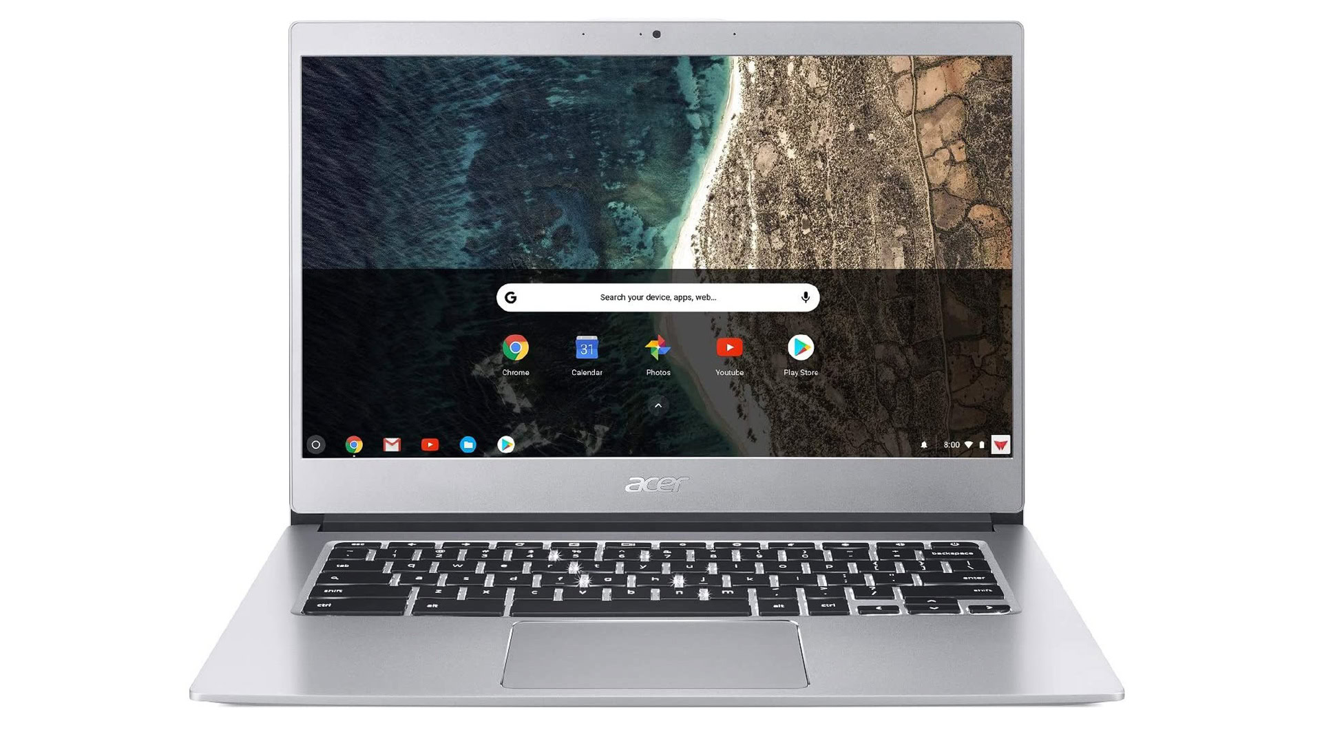 Acer Chromebook 514 with a white background