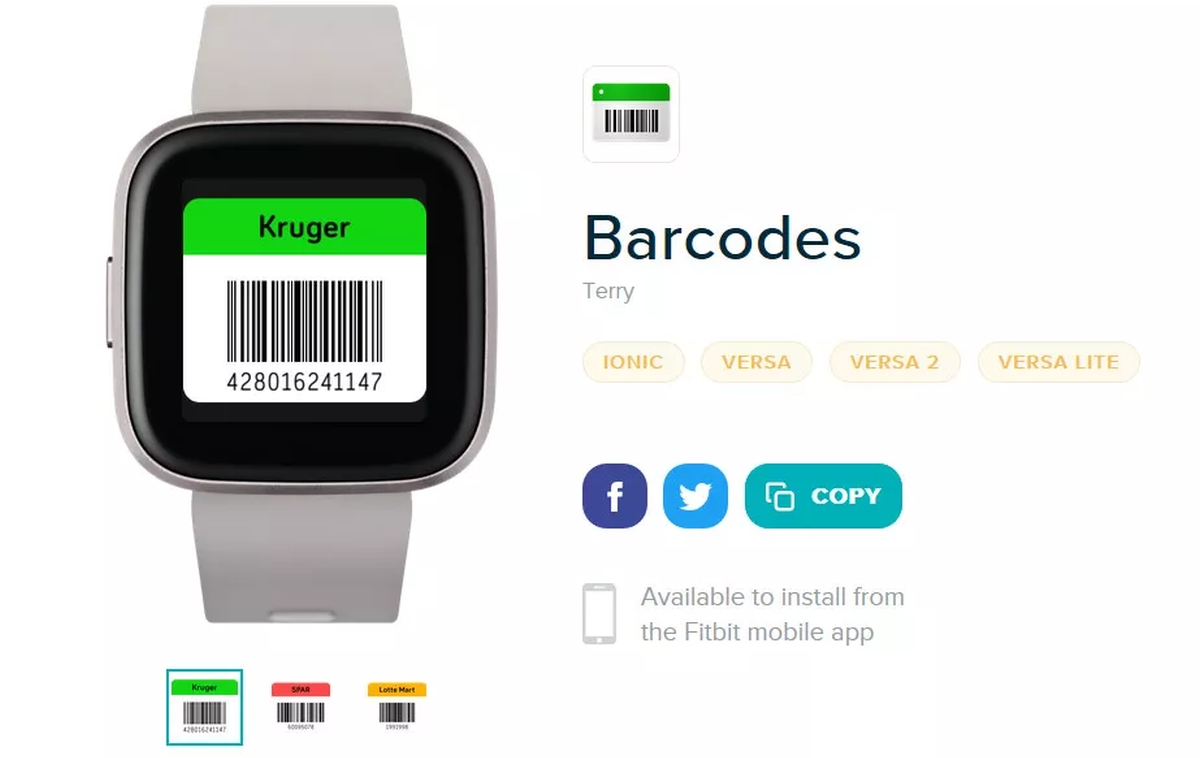 Barcodes Fitbit apps 1
