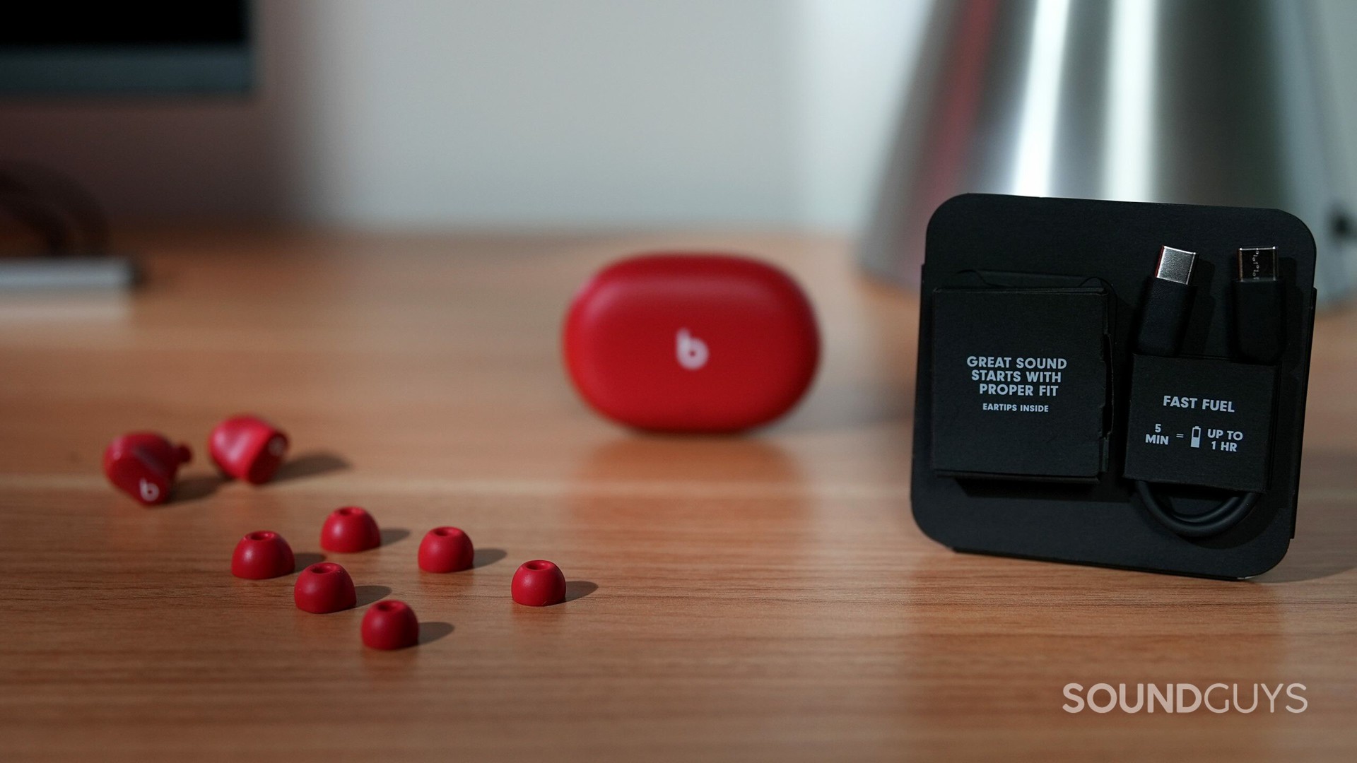 Beats Studio Buds noise cancelling true wireless earphones and the packaging.
