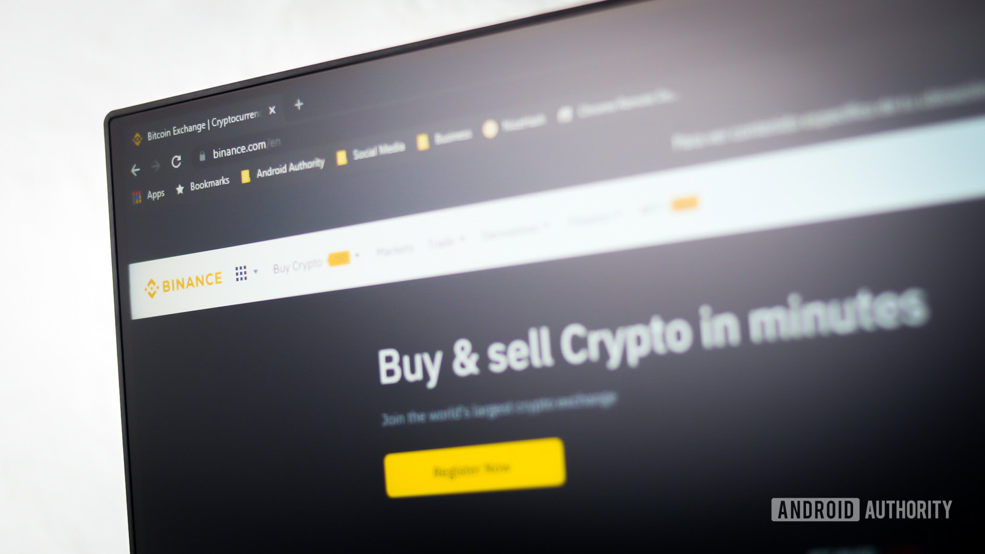 Binance website on computer