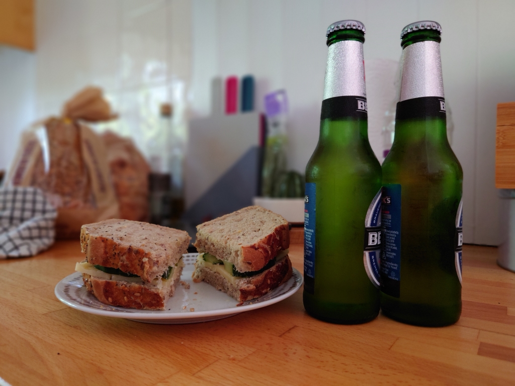 Picture of sandwich and beers shot on Sony Xperia 1 III
