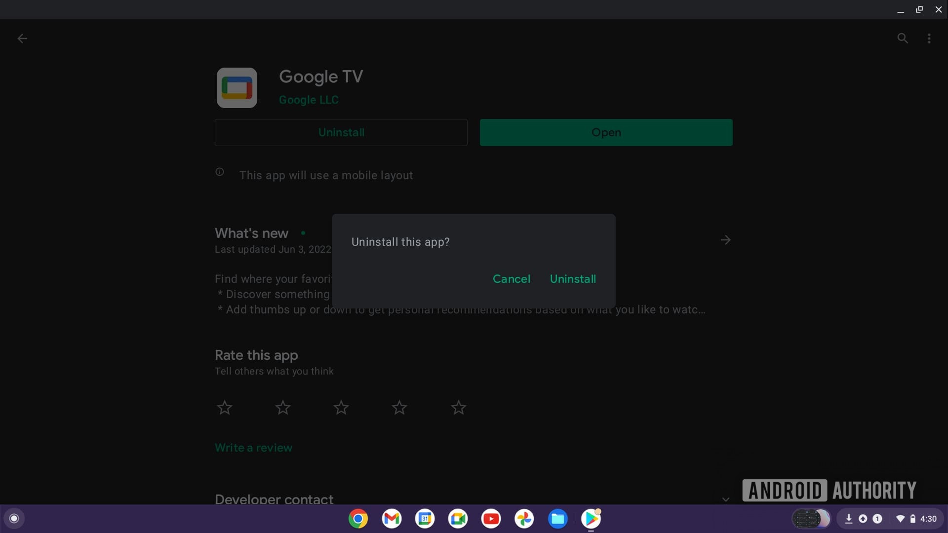 Chromebook uninstall app Play Store