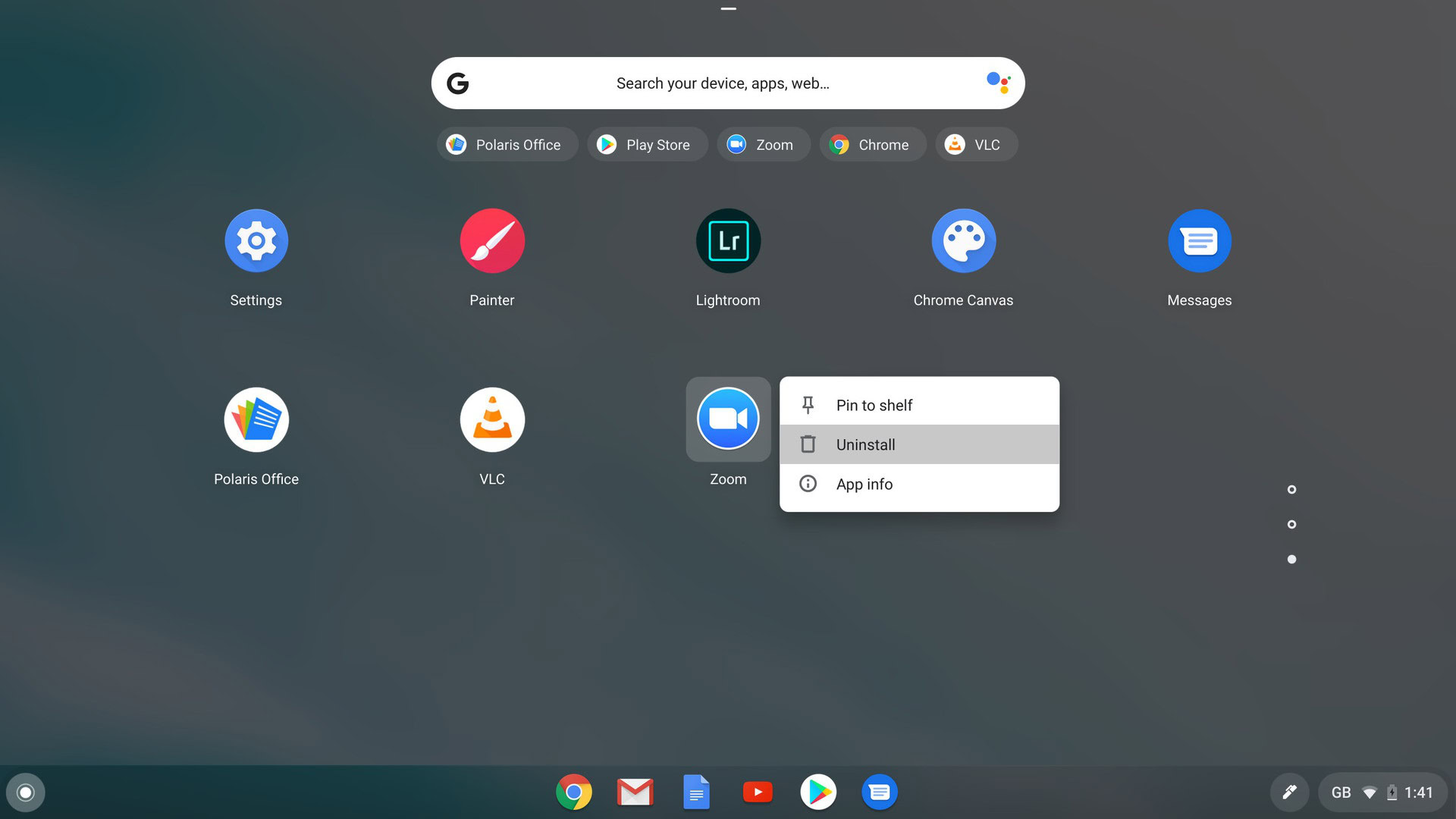 Chromebook uninstall app old