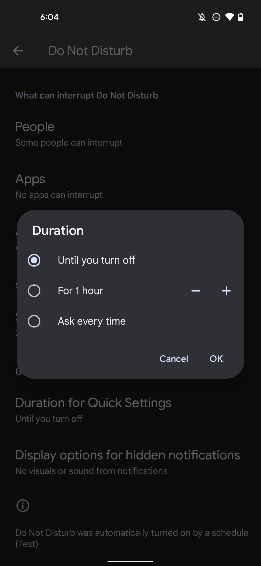 Do Not Disturb Duration for quick settings 4