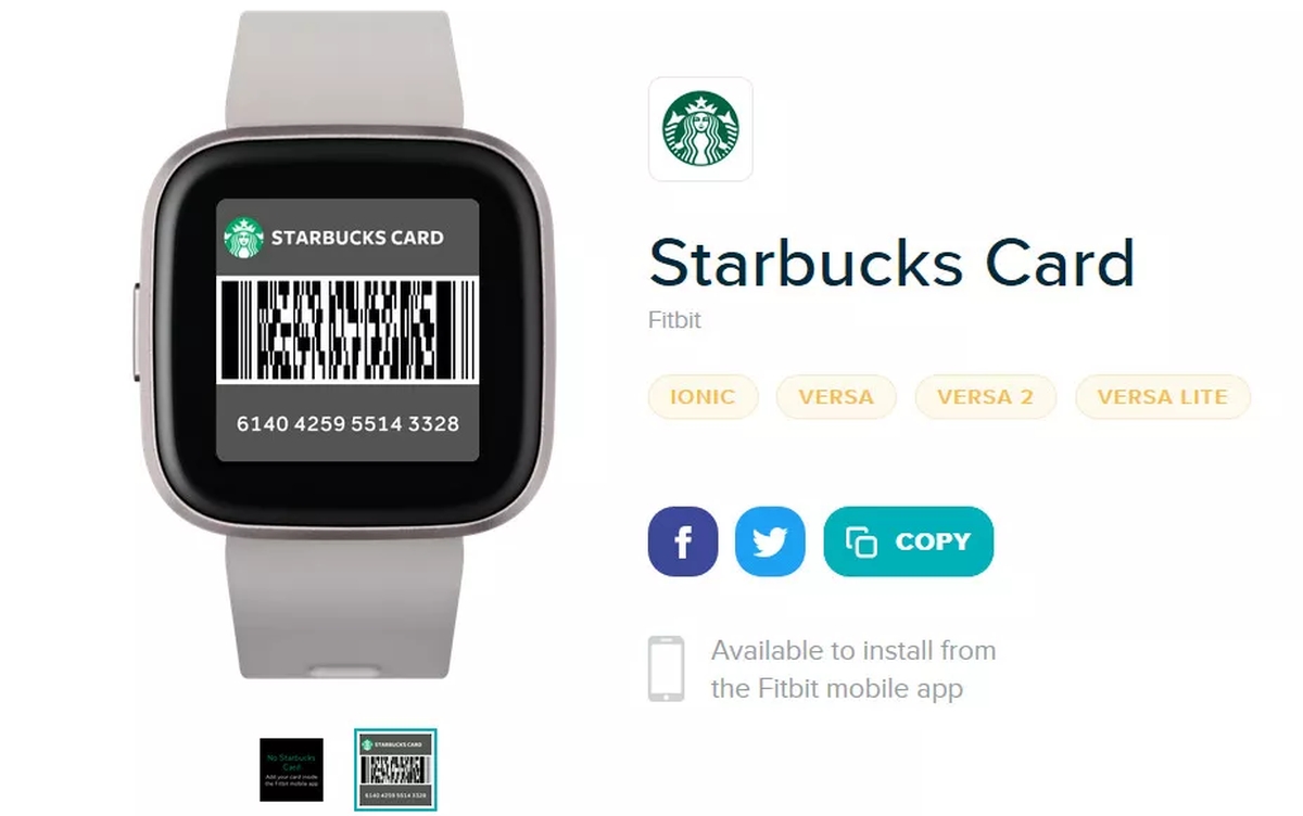 Fitbit apps Starbucks card 1