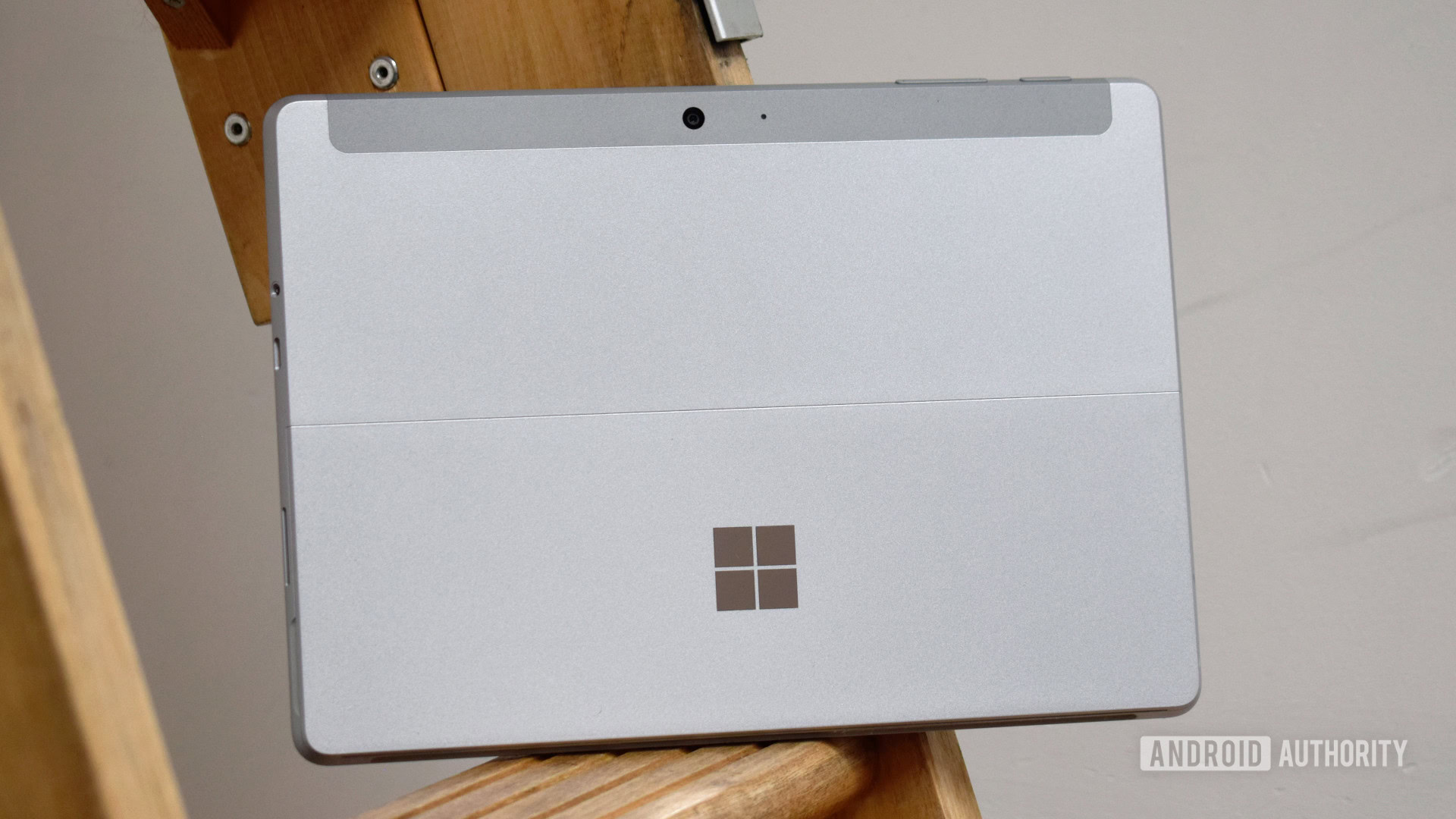 The Microsoft Surface Go 2 back view showing the Windows logo.