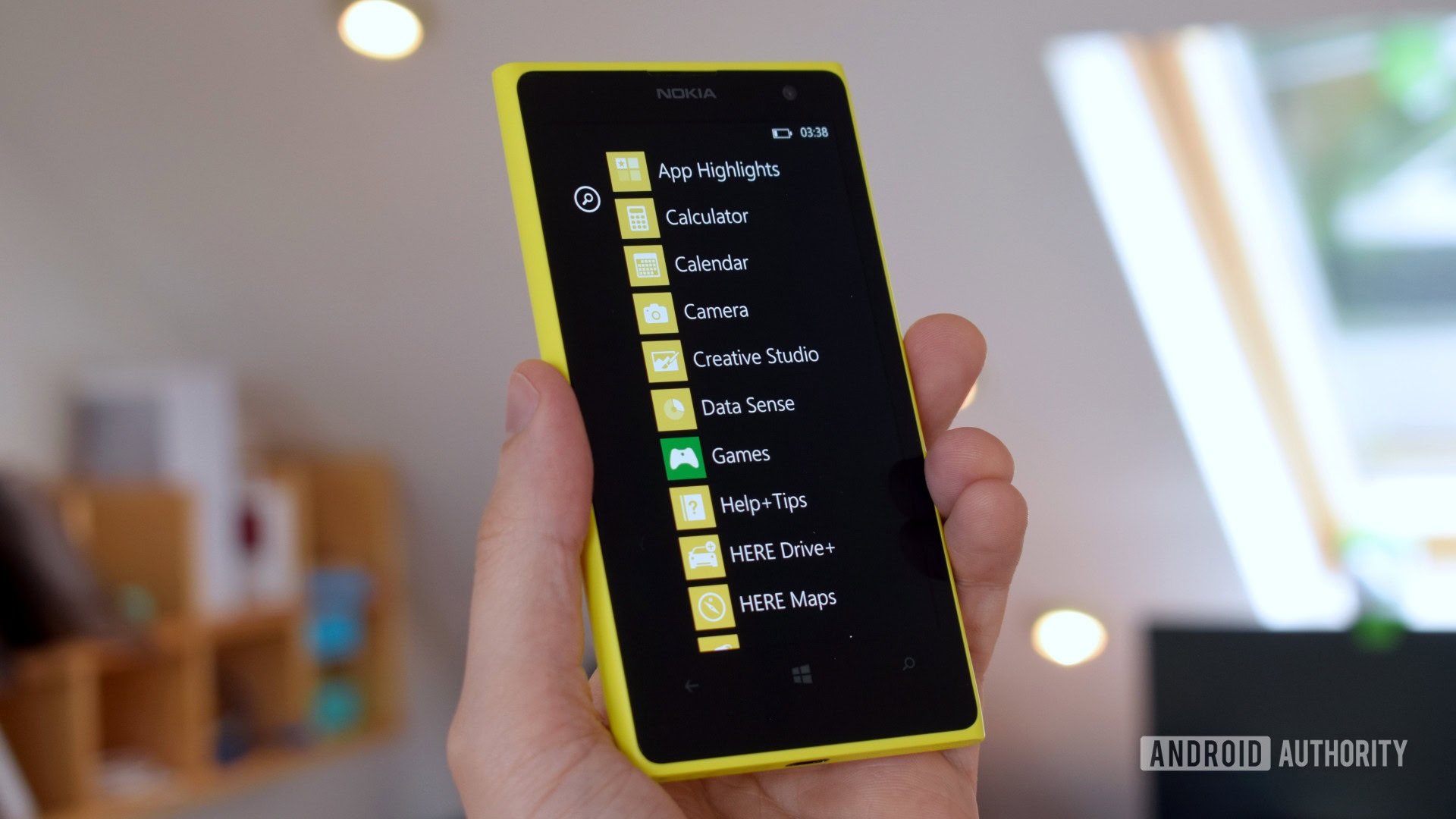 Nokia Lumia 1020 Pureview Apps Menu Nokia Lumia 1020 Pureview in hand showing the apps Menu