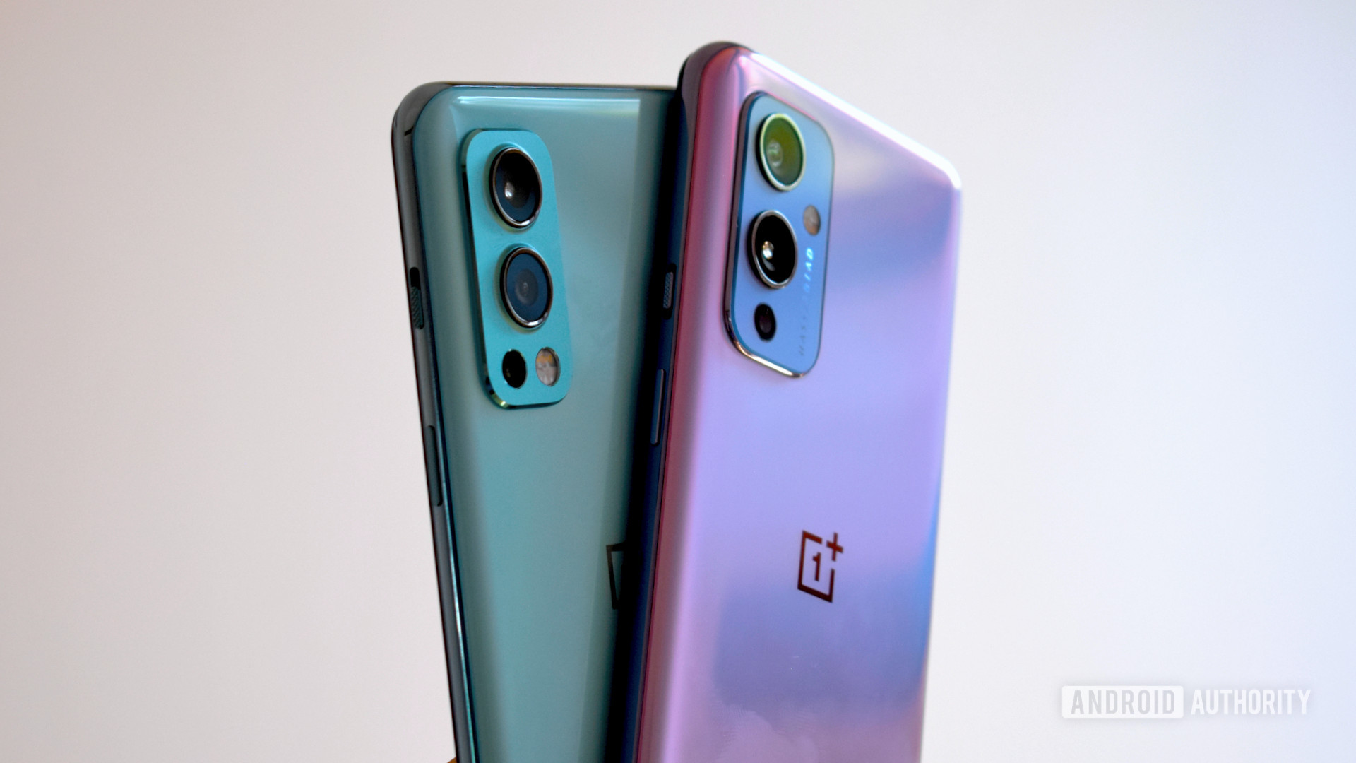 The OnePlus Nord 2 vs OnePlus 9 back view side by side.