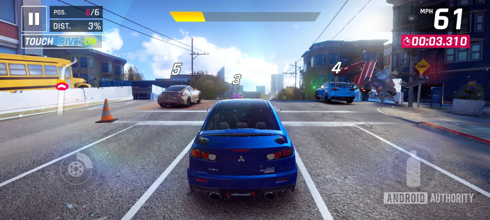 Playing Asphalt 9 on the Samsung Galaxy A42.