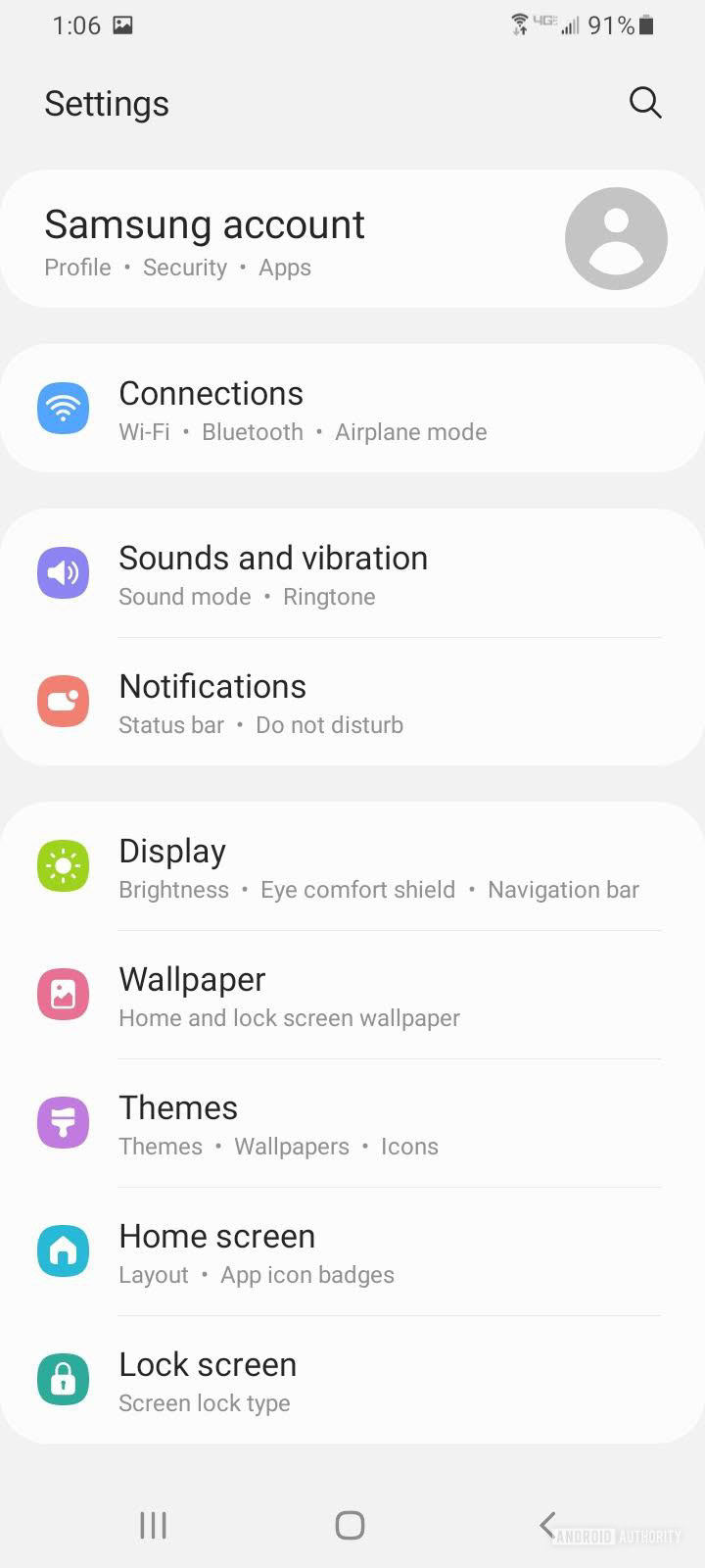 Samsung Galaxy A42 settings