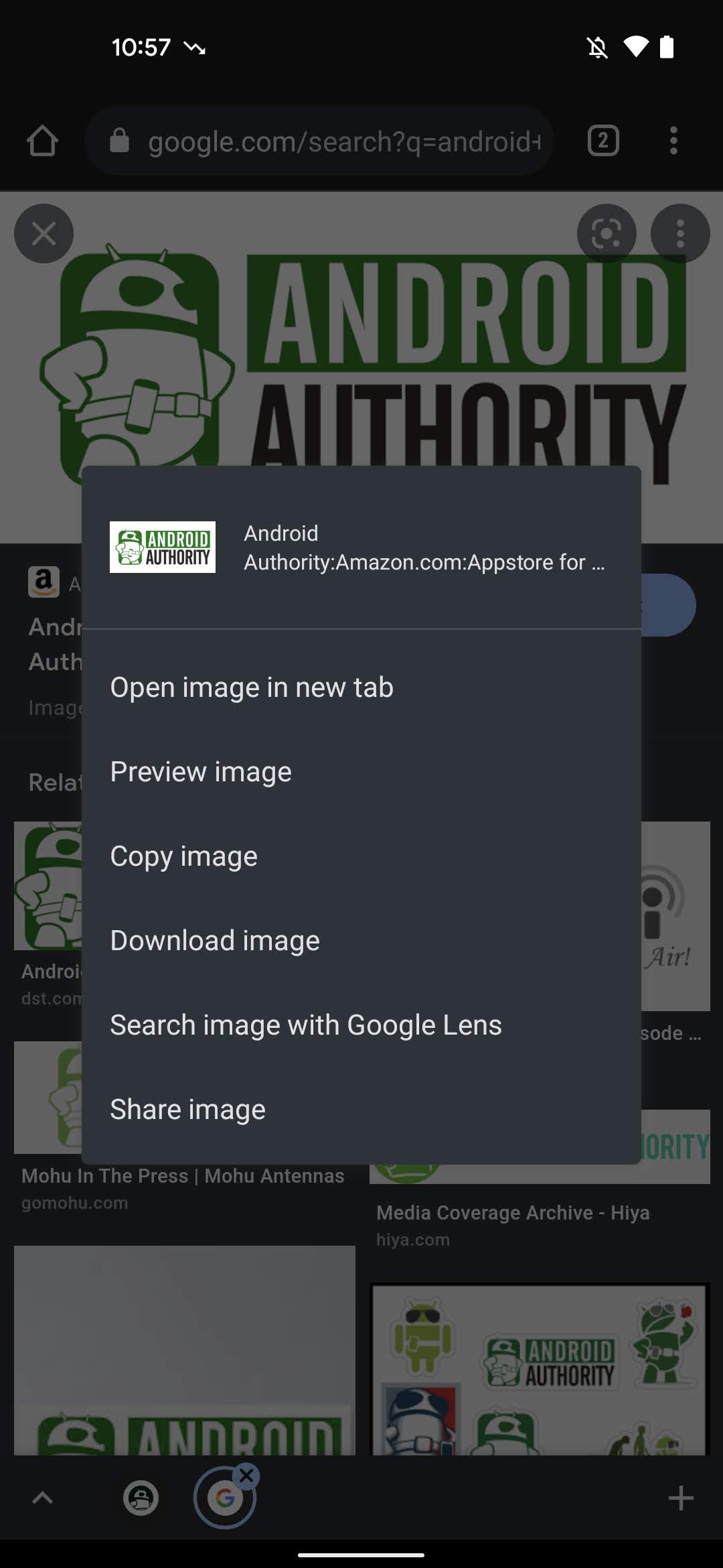 Search image on Chrome for Android using Google Lens 2