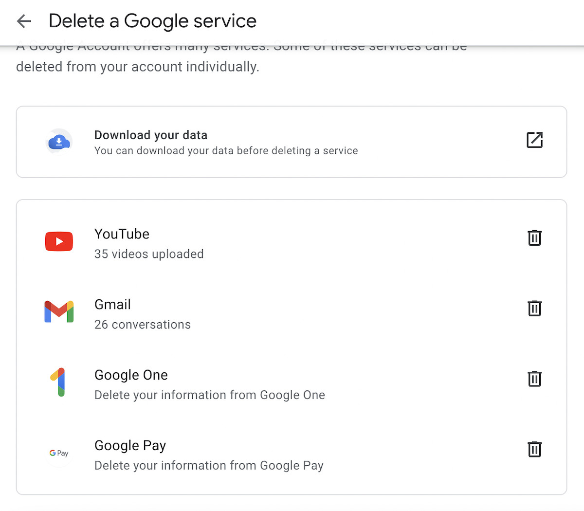 delete google services