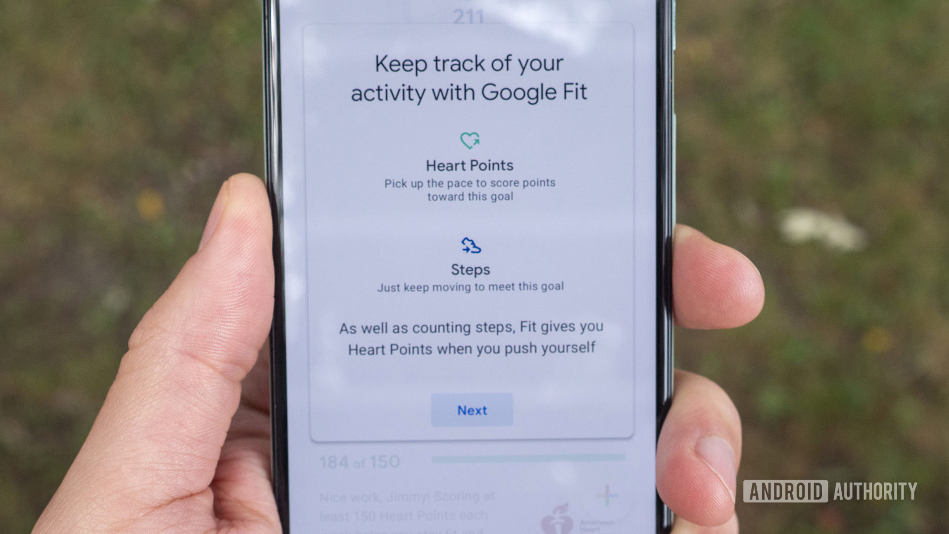 A user sets up Google Fit goals on their smartphone.