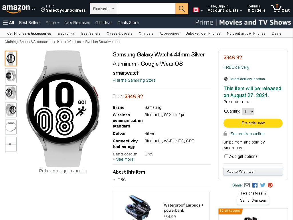 samsung galaxy watch 4 página de amazon canadá