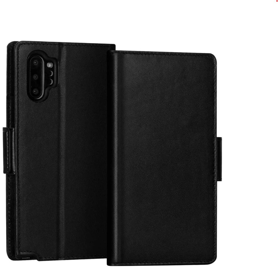 Black Magnetic Closure Galaxy Note 10+ Plus Wallet Case,AKHVRS Handmade Premium Cowhide Leather Wallet Case,Zipper Wallet Case Detachable Magnetic Case & Card Slots for Samsung Galaxy Note 10+ Plus