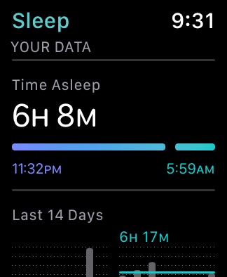 Apple Watch Screenshot Sleep Data