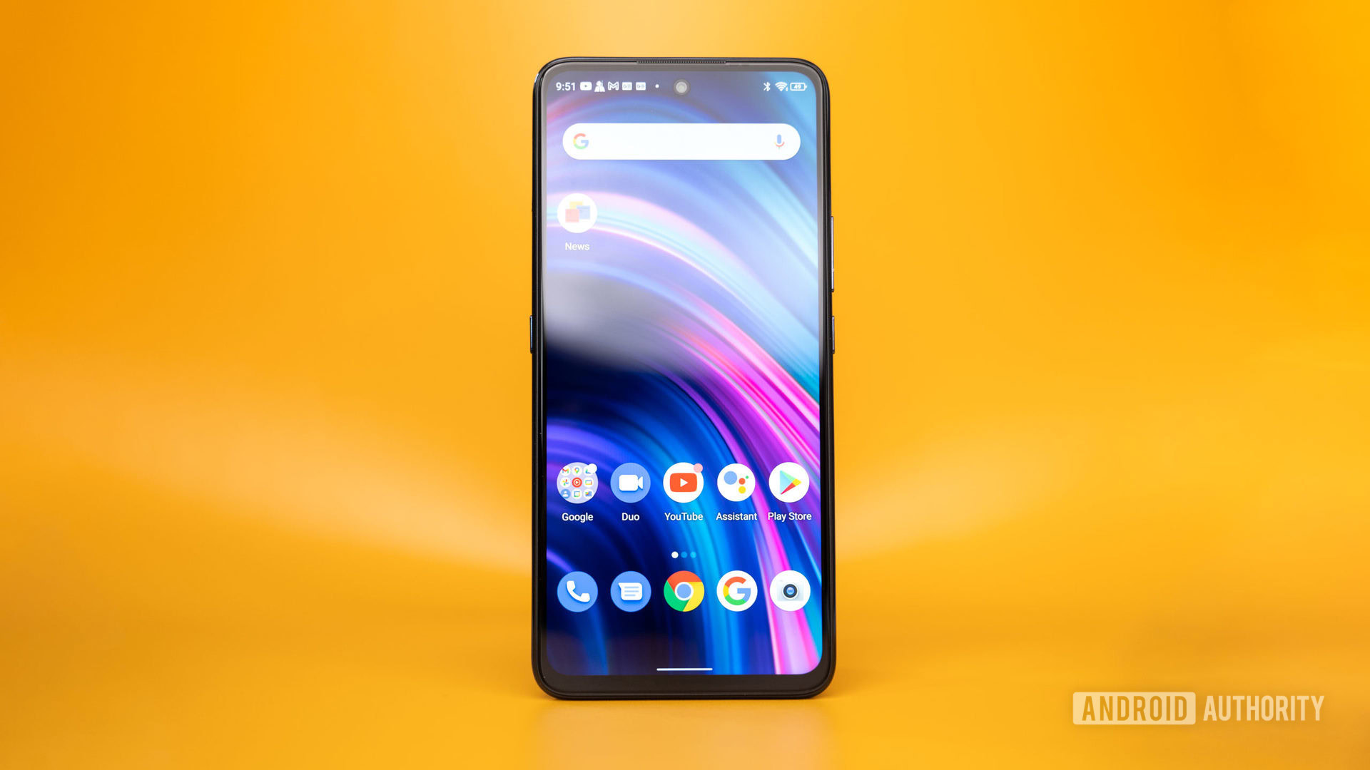 BLU G91 Pro sitting on yellow background