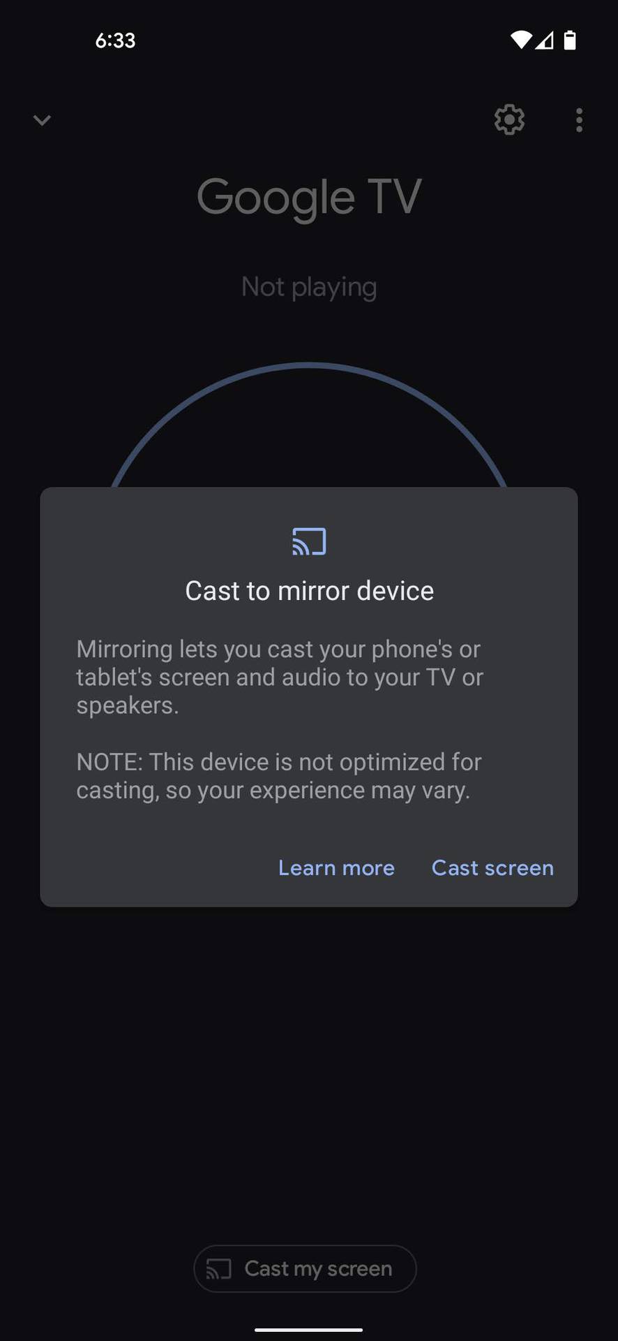 Cast screen from Android 3