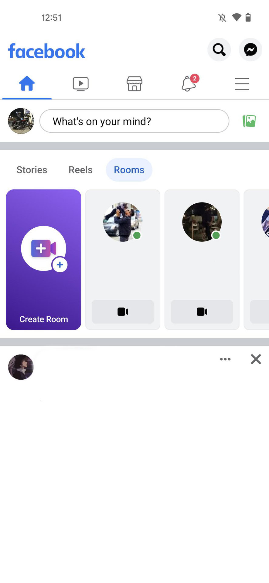 Create Room on Facebook app 1