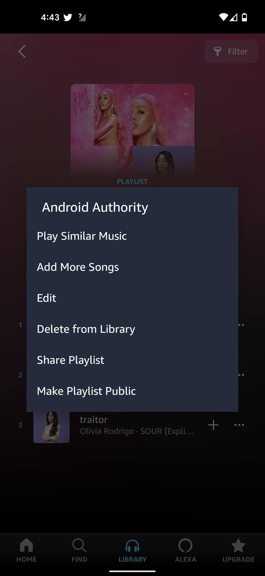 Delete songs from Amazon Music playlist 5
