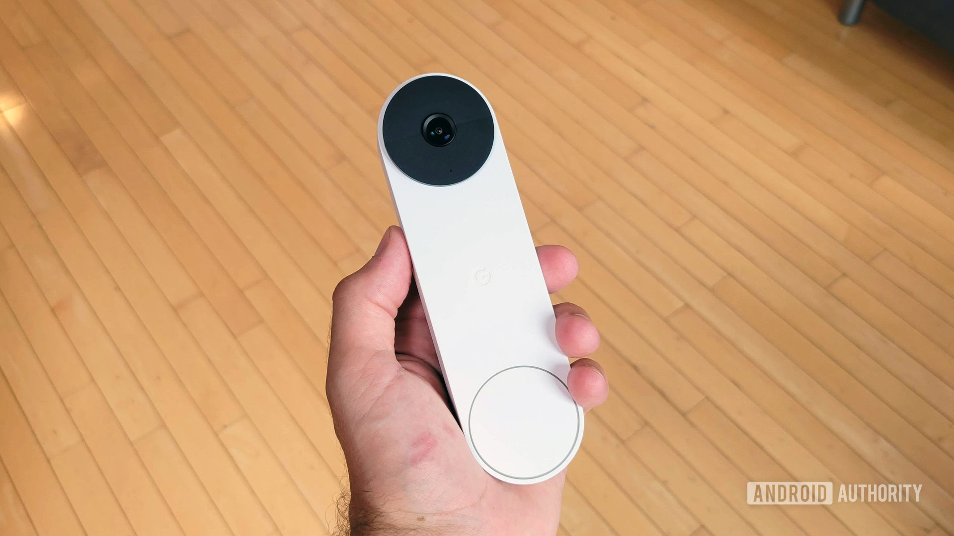 Google Nest Doorbell Review Front In Hand